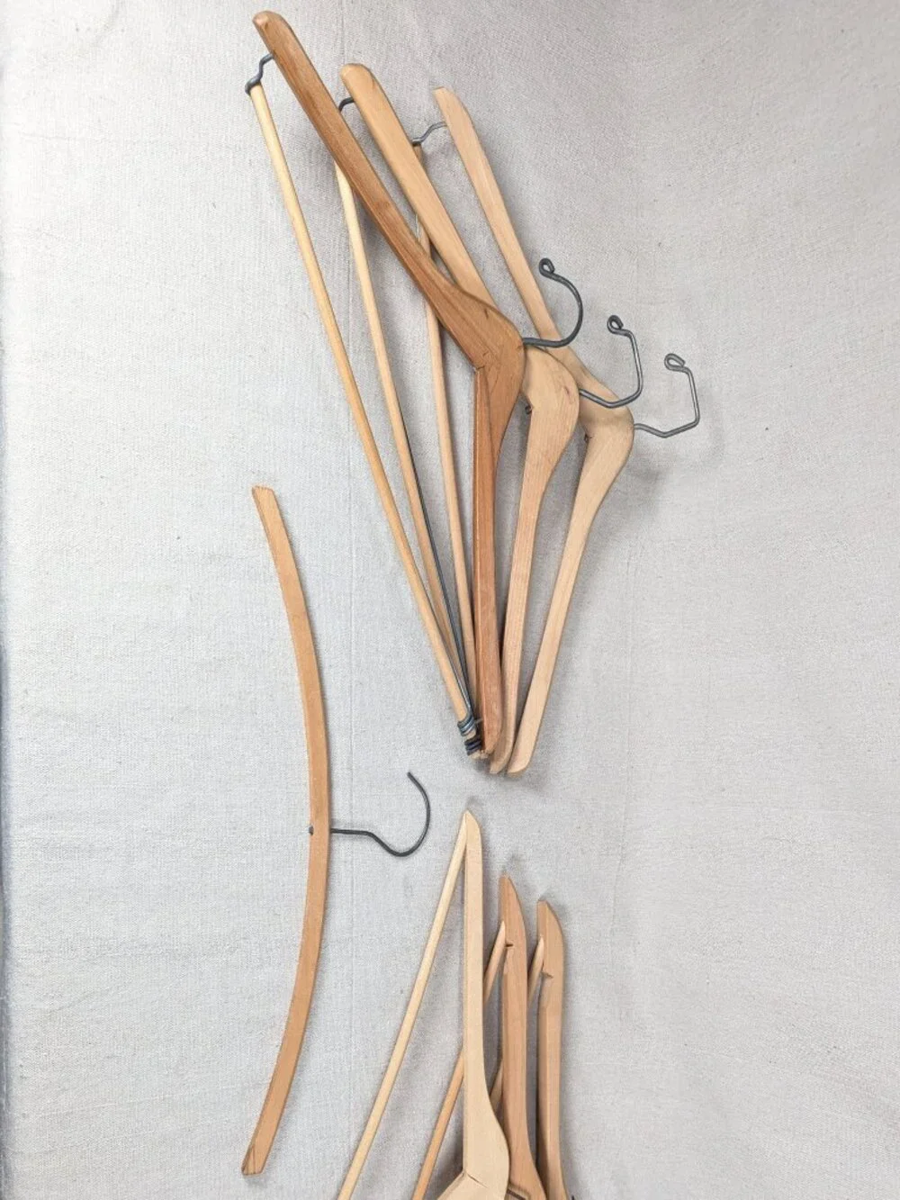 Vintage Wooden Clothes Hangers Lot of 7 Suit and Shirt Hangers Swivel Hooks Good